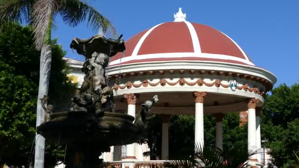 Water Fountain Square Front Cathedral Granada Nicaragua — Stock Video