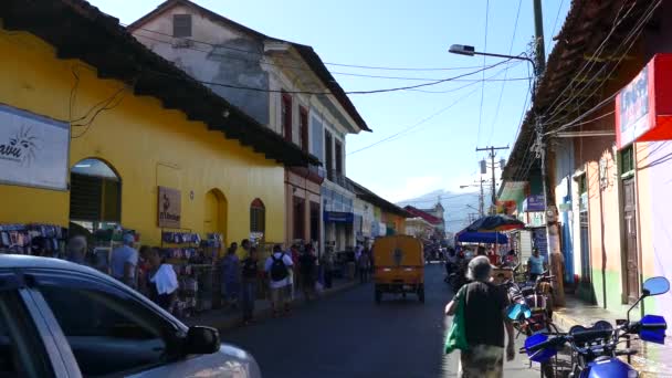 Escena Callejera Abarrotada Granada Nicaragua — Vídeo de stock