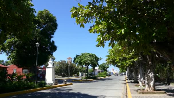 Street Malecon Granada Med Cathedral Granada Bakgrunden — Stockvideo