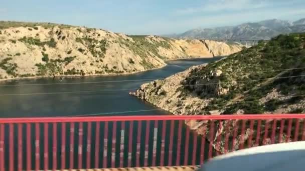 Conduzir Sobre Ponte Maslenica Croácia — Vídeo de Stock