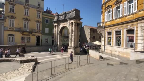 克罗地亚普拉老城塞尔吉人的拱门 — 图库视频影像
