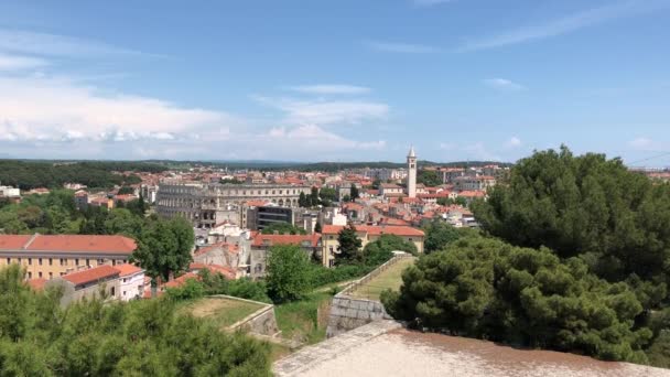 Uitzicht Vanaf Venetiaanse Vesting Pula Kroatië — Stockvideo