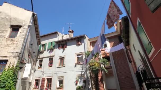 Wäscherei Der Altstadt Von Rovinj Kroatien — Stockvideo