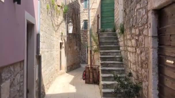 Spaziergang Durch Die Straßen Der Altstadt Von Stari Grad Kroatien — Stockvideo