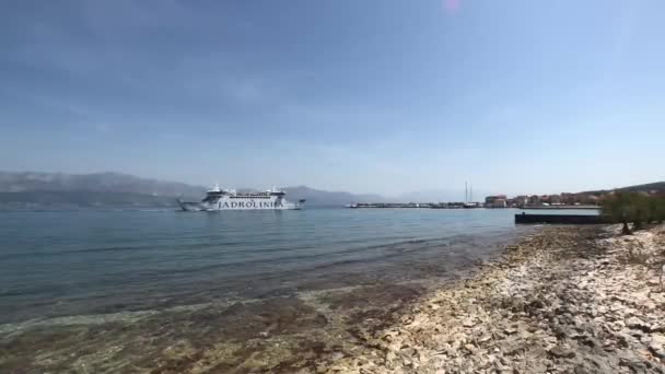 Pantai Berbatu Sekitar Kota Sutivan Pulau Bra Croatia — Stok Video