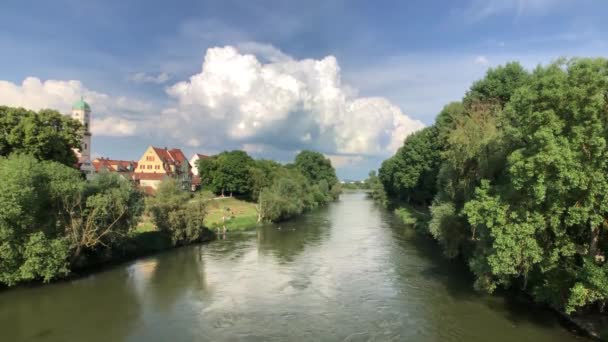 Donau Regensburg Deutschland — Stockvideo