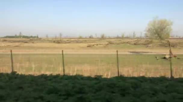 开车经过荷兰奥斯特瓦尔德斯帕森河时从火车上看到的景象 — 图库视频影像