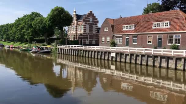 Διώρυγα Zuidoostersingel Στο Harlingen Friesland Ολλανδία — Αρχείο Βίντεο