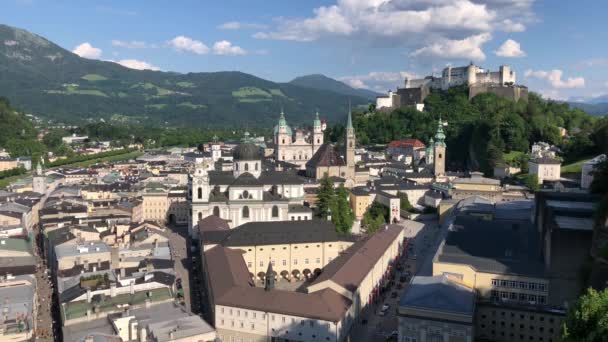 Vesting Hohensalzburg Oude Binnenstad Van Salzburg Oostenrijk — Stockvideo