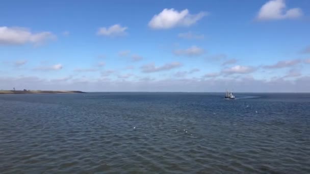 네덜란드 프리슬란트의 바다에서 어선을 — 비디오