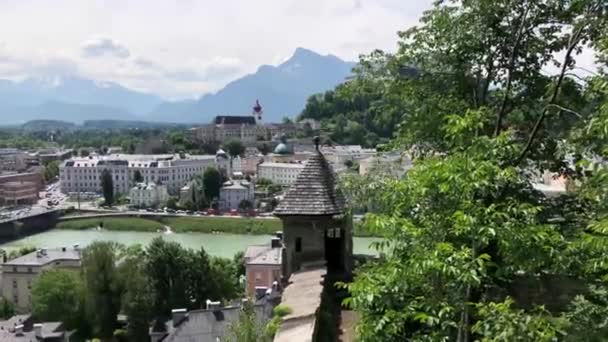 Senderismo Kapuzinerberg Salzburgo Austria — Vídeos de Stock