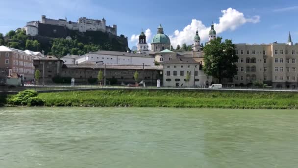 Stream Salzach River Salzburg Austria — Stock Video
