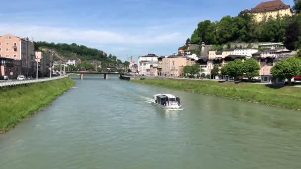 Cruise Salzach River Salzburg Austria — Stock Video