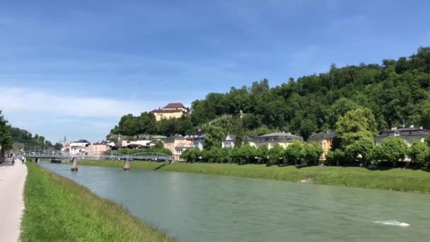 Pan Salzach River Salzburg Austria — Stock Video
