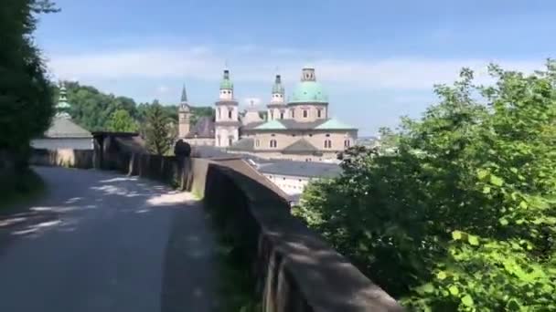 Promenade Dans Vieille Ville Salzbourg Vers Cathédrale Salzbourg Autriche — Video
