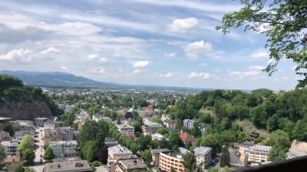 Pan Från Staden Salzburg Österrike — Stockvideo