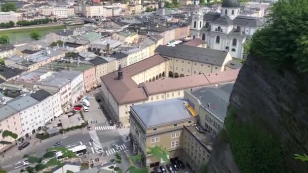 Opgebouwd Uit Oude Binnenstad Van Salzburg Oostenrijk — Stockvideo