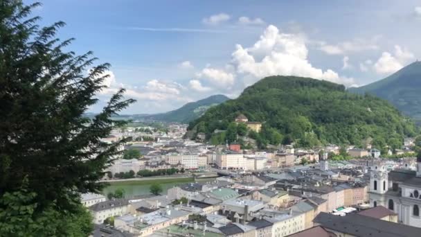 Pan Från Gamla Stan Salzburg Österrike — Stockvideo