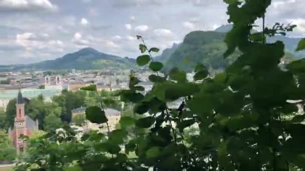 Floden Salzach Sett Utifrån Monchsberg Salzburg Österrike — Stockvideo