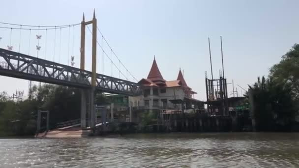 Vorbeifahrt Einer Brücke Bezirk Phra Samut Chedi Samut Prakan Thailand — Stockvideo