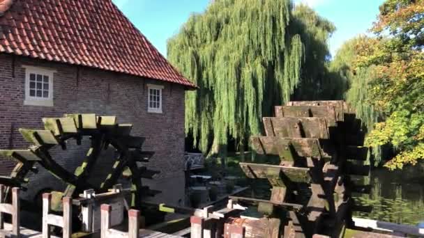 Waterwielen Het Oude Centrum Van Borculo Nederland — Stockvideo