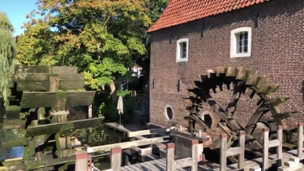 Waterwielen Het Oude Centrum Van Borculo Nederland — Stockvideo