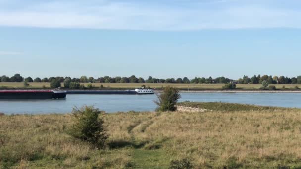 Navires de charge sur le Rhin autour de Tolkamer, Gueldre, Pays-Bas