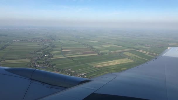 Latanie Nad Holandią Przygotowujące Się Lądowania Porcie Lotniczym Schiphol Amsterdam — Wideo stockowe