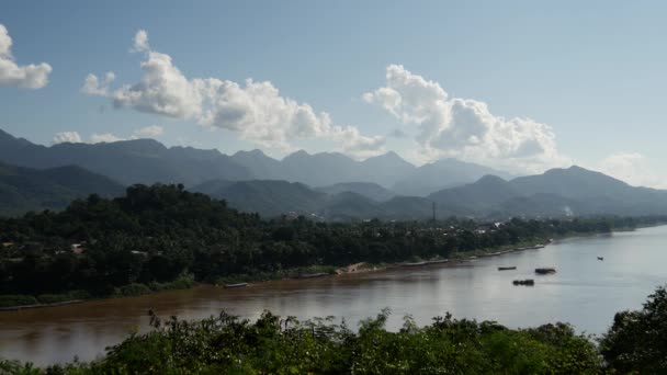Paisaje Del Río Luang Prabang Mekong Laos — Vídeos de Stock