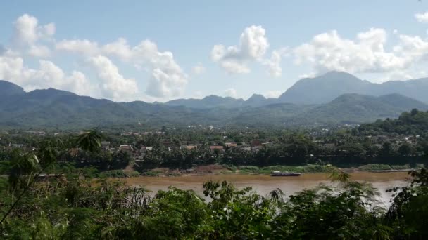 Lapso Tempo Partir Luang Prabang Mekong Paisagem Rio Laos — Vídeo de Stock