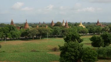 Bagan, Myanmar, Burma 'daki Pagodas manzarası