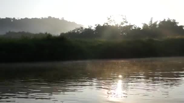 Rio Pela Manhã Durante Nascer Sol Laos — Vídeo de Stock