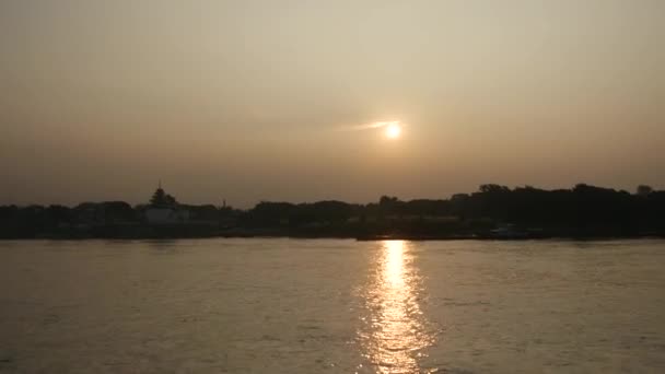 Zonsopgang Bij Ayeyarwady Rivier Myanmar Birma — Stockvideo