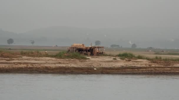 Vista Dalla Nave Crociera Mattino Sul Fiume Ayeyarwady Myanmar Birmania — Video Stock