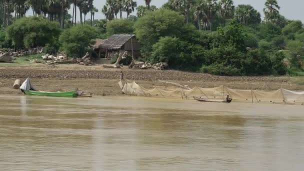 Rybářské Vesnice Řeky Ayeyarwady Myanmaru Barmy — Stock video