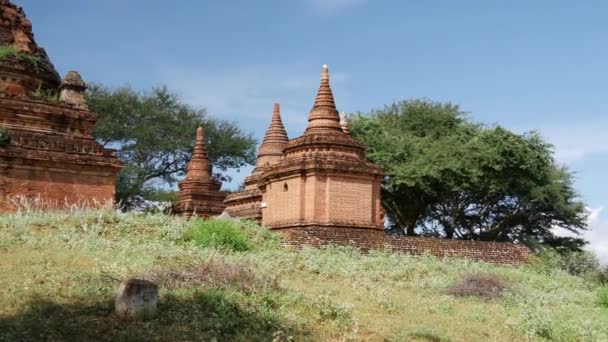 Pan Från Pagodas Bagan Myanmar Burma — Stockvideo