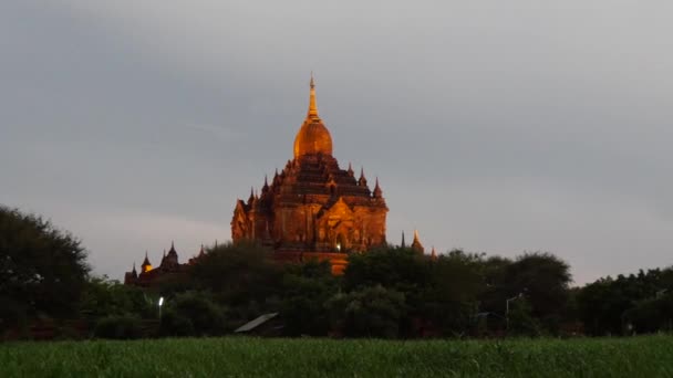 Pagode Temple Sulamani Dans Soirée Bagan Myanmar Birmanie — Video