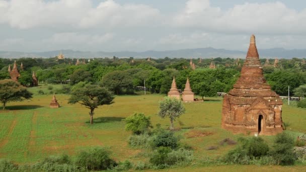 Пейзаж Пагоды Багане Мьянме Бирме — стоковое видео