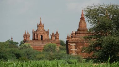Bagan, Myanmar, Burma 'daki Pagodas manzarası