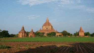 Bagan, Myanmar, Burma 'daki Pagodas manzarası