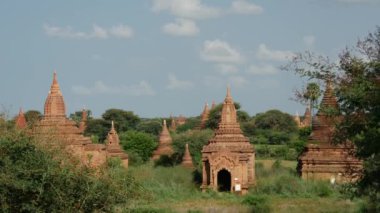Bagan, Myanmar, Burma 'daki Pagodas manzarası