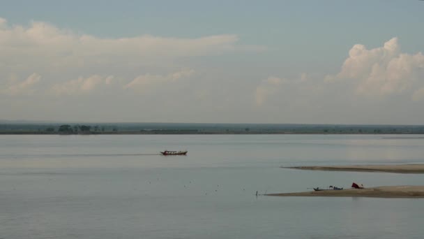 Bagan Myanmar Burma Daki Irrawaddy Nehri Nde Tekne — Stok video