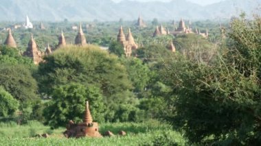 Bagan, Myanmar, Burma 'daki Pagodas manzarası