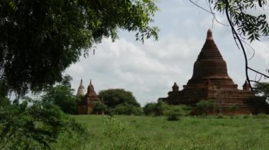 Bagan, Myanmar, Burma 'daki Pagodas manzarası