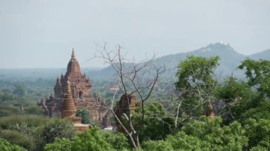 Bagan, Myanmar, Burma 'daki Pagodas manzarası