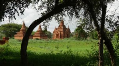 Bagan, Myanmar, Burma 'daki Pagodas manzarası