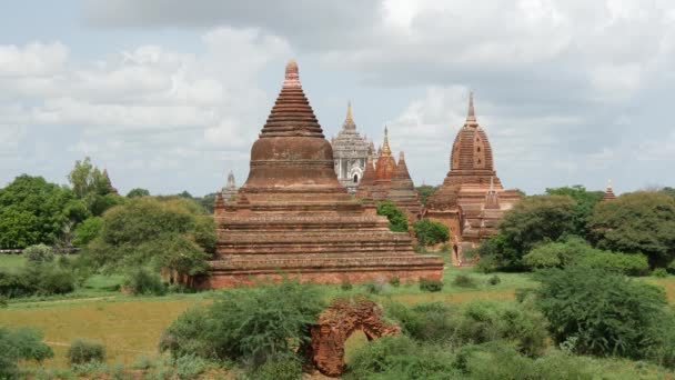 Пейзаж Пагоды Храмом Бьин Багане Мьянма Бирма — стоковое видео