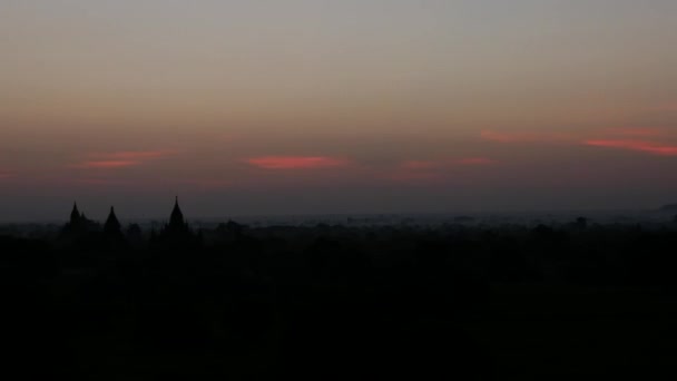 Zeitraffer Des Sonnenaufgangs Der Pagodenlandschaft Bagan Myanmar Burma — Stockvideo