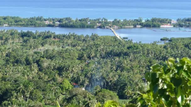 Paisagem Palmeiras Oceano Visto Das Colinas Anda Bohol Nas Filipinas — Vídeo de Stock