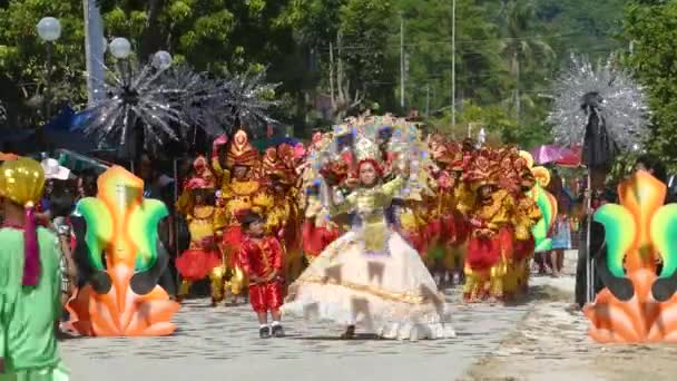 Desfile Niños Santo Nino Frente Iglesia Parroquial Santo Niño Anda — Vídeos de Stock